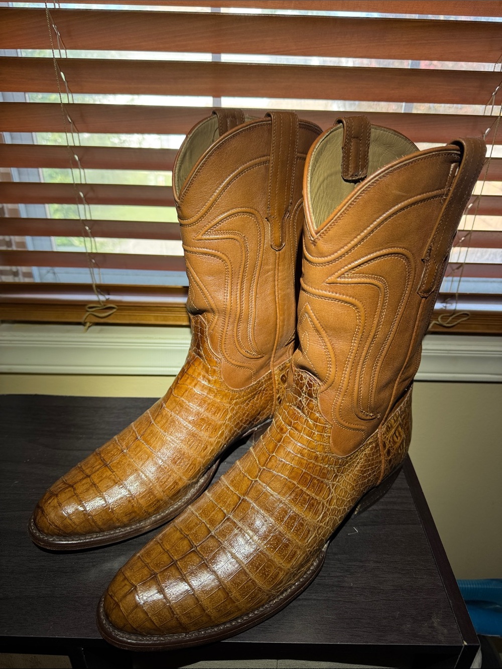 Tecovas Brown Caiman Leather Cowboy Boots - Picture 2 of 6